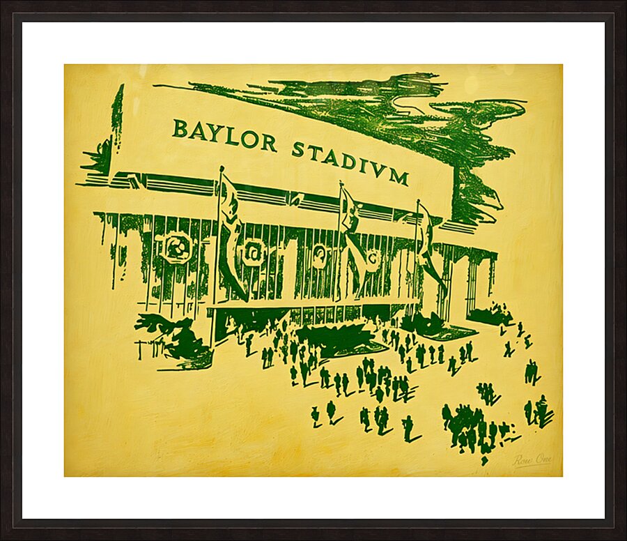 Vintage 1950s Baylor Stadium Art Picture Frame print