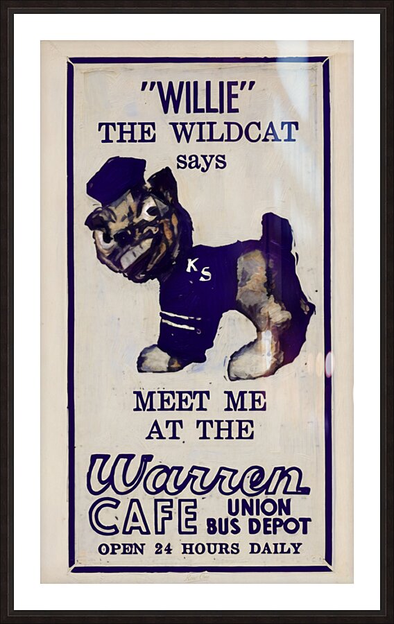 1950s Willie Wildcat Warren Cafe Ad Picture Frame print