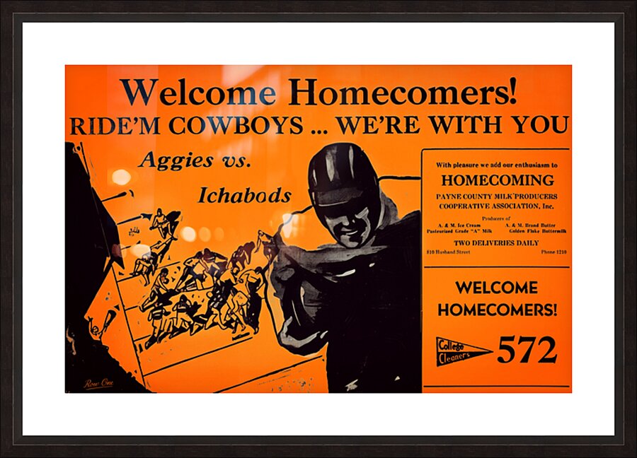 Vintage Oklahoma A&M Football Homecoming Art Picture Frame print