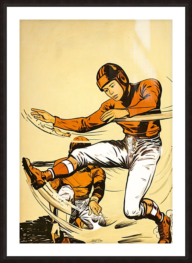 1940s Football Kicker Art Picture Frame print