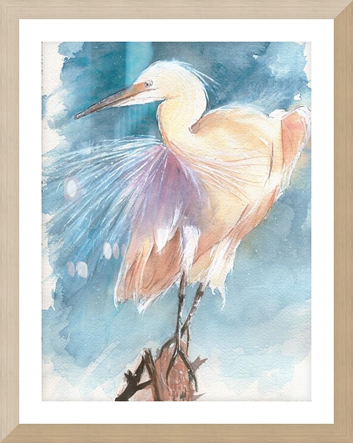 An Egret facing the wind  Framed Print Print
