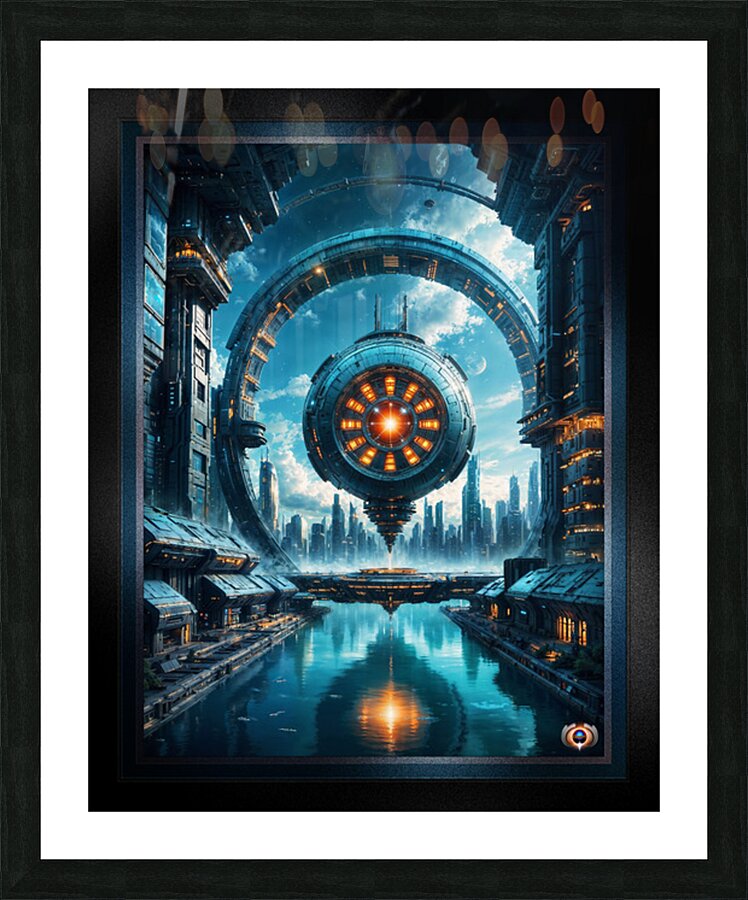 The Klacston Portal Amidst A Futuristic Cityscape Backdrop Amazing AI Concept Art by Xzendor7 Picture Frame print