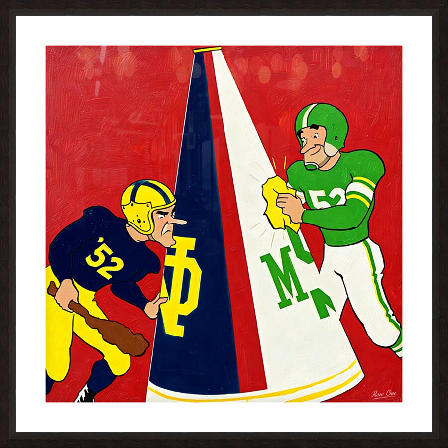 1952 Notre Dame vs. Michigan State Cartoon Art Picture Frame print