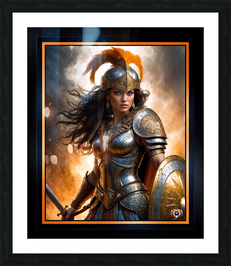 A Warriors Portrait Of Aurelia Valeriana In The Face Of Battle Mesmerizing AI Concept Art by Xzendor7 Picture Frame print