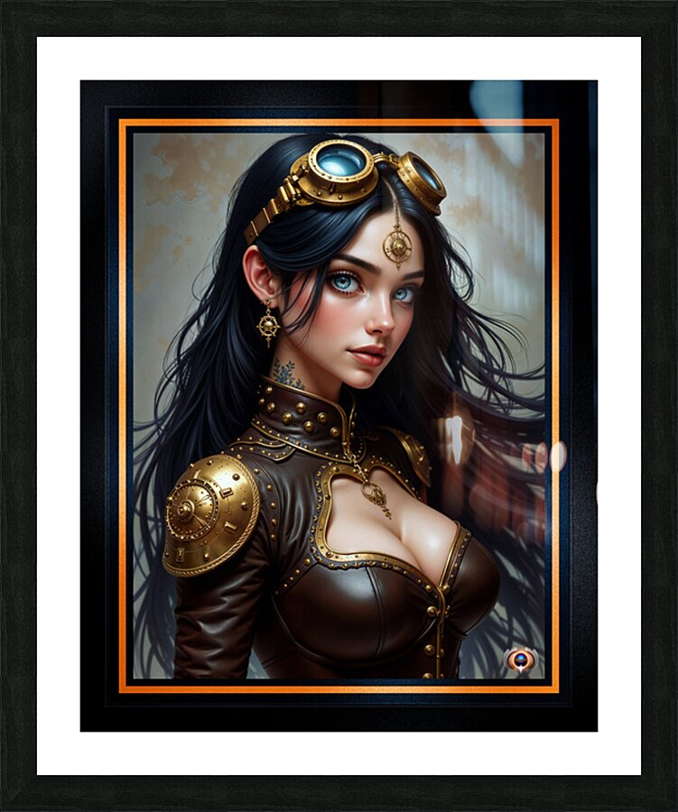 Steampunk Portrait Of The Enigmatic Beauty Lilinae Valorenti Mesmeruzung AI Concept Art by Xzendor7 Picture Frame print