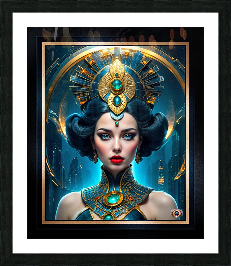 Regal Portrait Of The Enigmatic Beauty Gwendolyn Mathilde Of Capliff Captivating AI Concept Art by Xzendor7 Picture Frame print