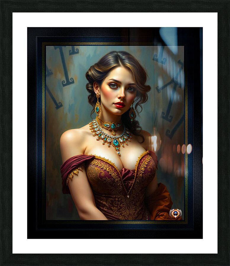 A Study in Light The Exquisite Portrait Of Countess Vivienne Moreau Gorgeous AI Concept Art by Xzendor7 Picture Frame print