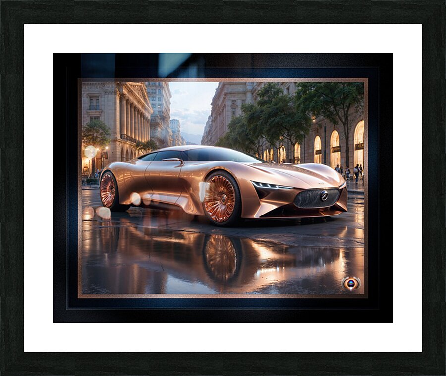 The Luxurious Copper Grand Tourer A Vision Of Automotive Elegance Mesmerizing AI Concept Art by Xzendor7 Picture Frame print