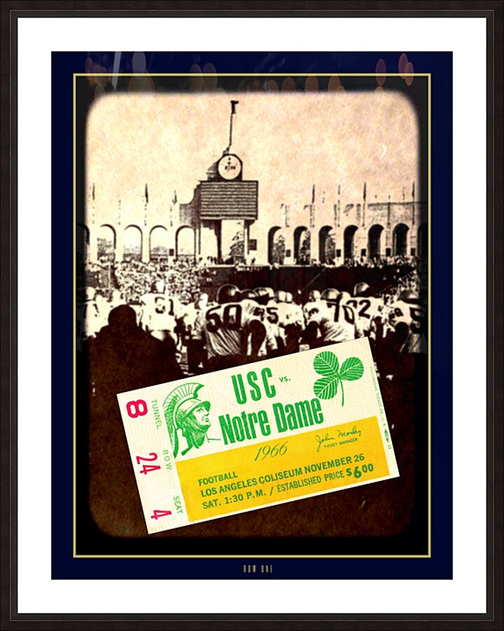 1966 Notre Dame at USC Ticket and Photo Picture Frame print