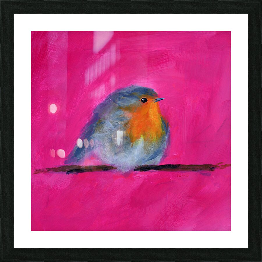 LIttle Robin two acrylic painting Picture Frame print