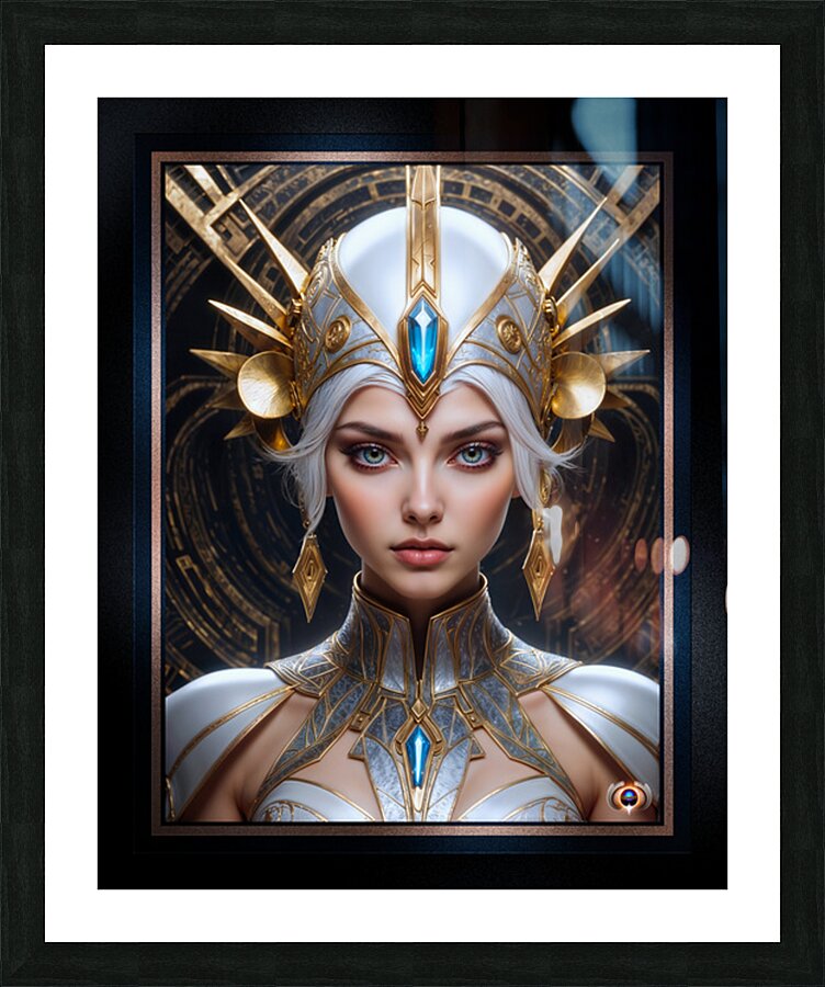 The Golden Pearl Headdress Of Rianne Velalois Captivating AI Concept Art by Xzendor7 Picture Frame print