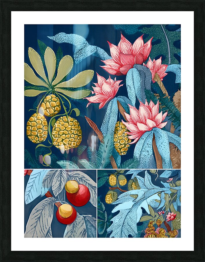 exotic flowers illustration  Picture Frame print