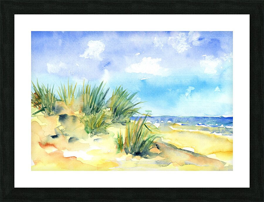 Beach summer watercolor painting Picture Frame print