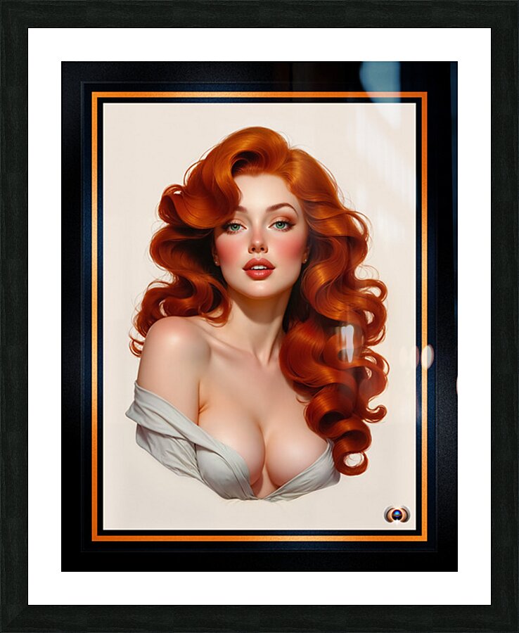 The Crimson Portrait Of Pinup Girl Beauty Ailyia Vacelious Mesmerizing AI Concept Art by Xzendor7 Picture Frame print