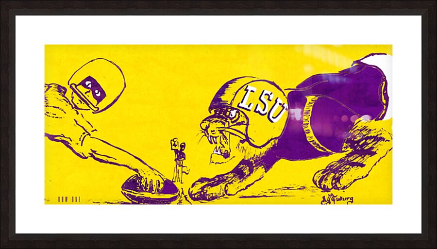 1970s LSU Tiger Football Cartoon Art Picture Frame print
