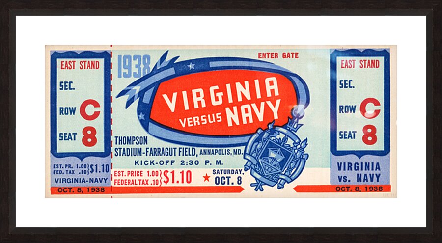 1938 Virginia Cavaliers at Navy Midshipmen Picture Frame print