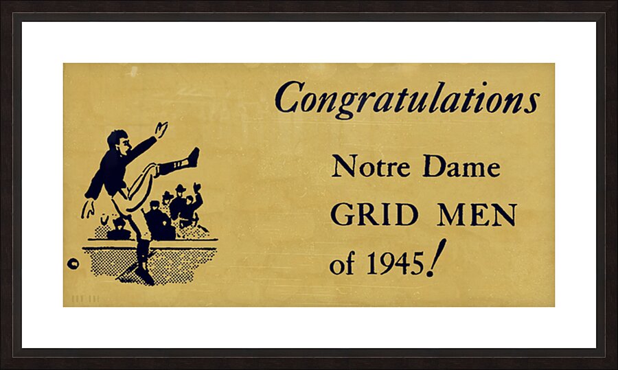 1945 Notre Dame Football Punter Art Picture Frame print