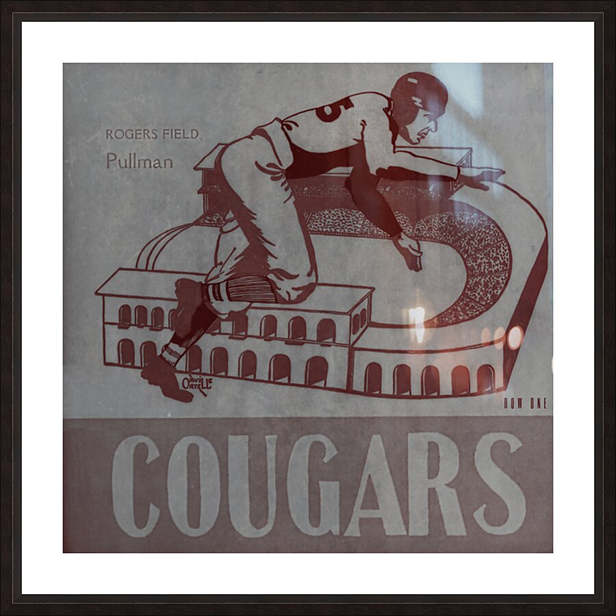 Vintage Washington State Cougars Football Player Art Picture Frame print