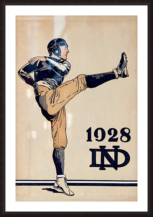 1928 Notre Dame Football Punter Art Picture Frame print