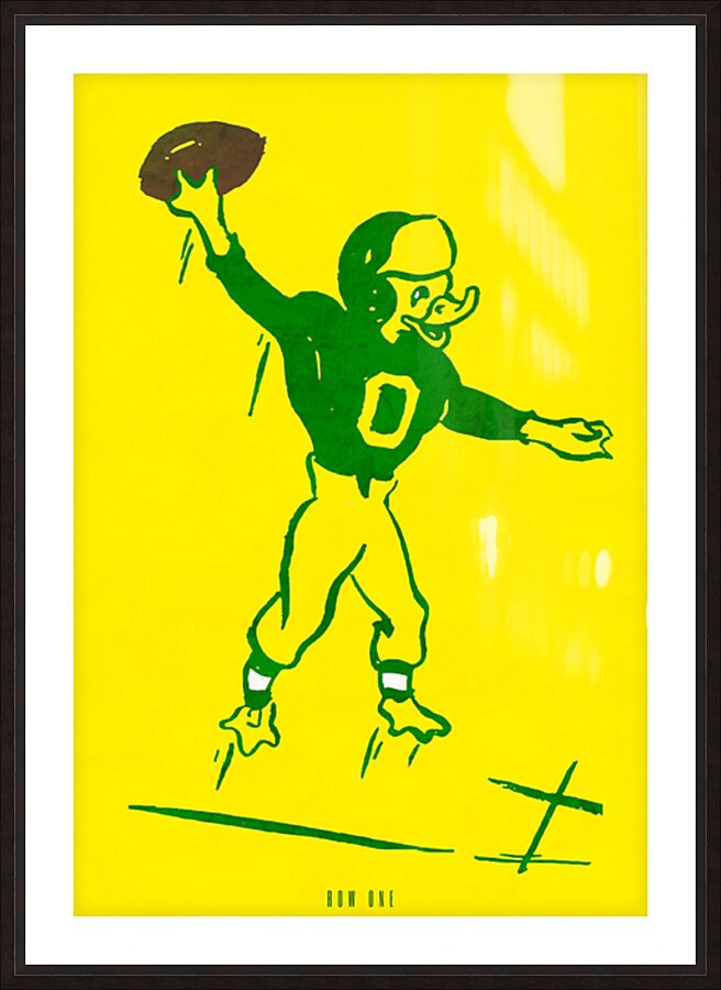 Vintage Oregon Duck Quarterback Cartoon Picture Frame print