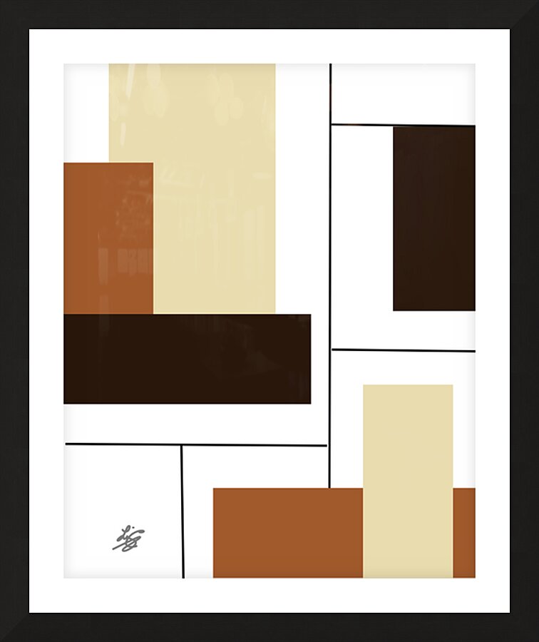 Beige and Black Geometric Abstract Picture Frame print