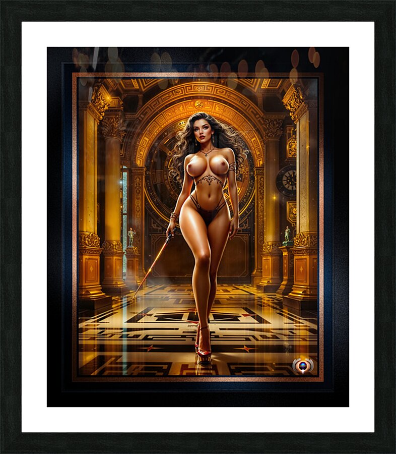 A Golden Realm Portrait Of The Enigmatic Beauty Lyrinthia Gorgeous AI Concept Art by Xzendor7 Picture Frame print