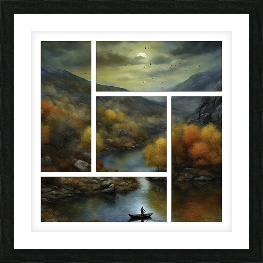 ZIG ZAG RIVER  5 PANEL Picture Frame print