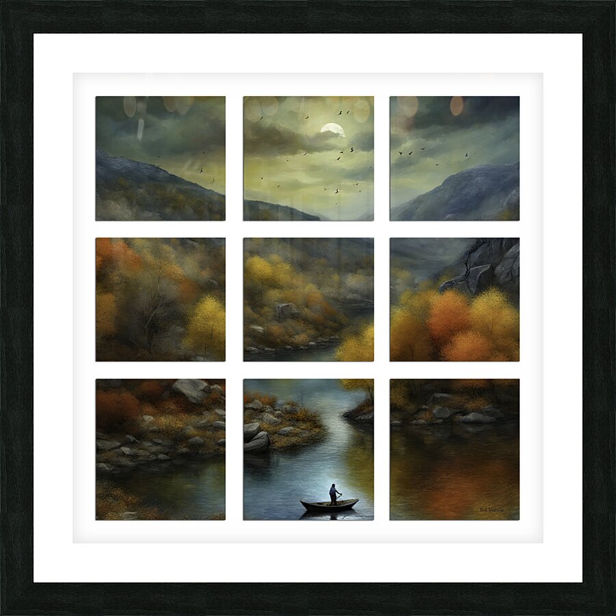 ZIG ZAG RIVER.  9 PANEL Picture Frame print