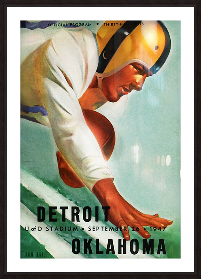 1947 Oklahoma Sooners at Detroit Titans Picture Frame print