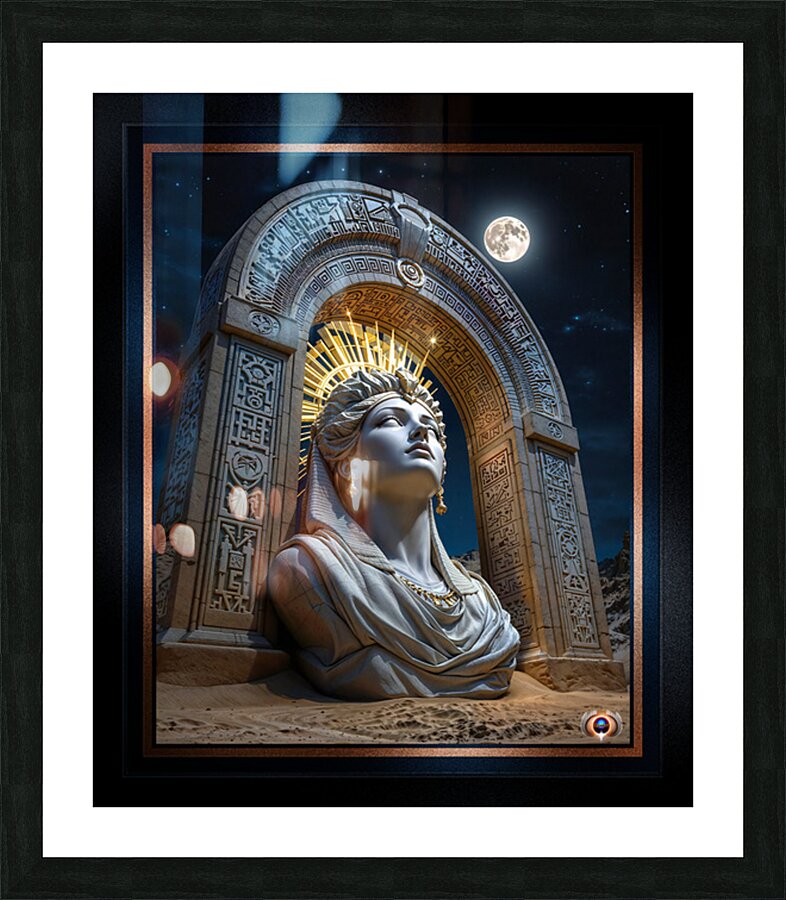 Sculpture Of The Goddess Brazila In The Sands Of Arkolokian Stunning AI Concept Art by Xzendor7 Picture Frame print