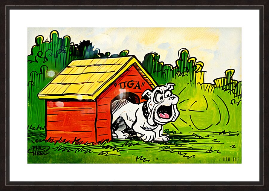 1960s Georgia Bulldog Cartoon Art by Phil Neel  Framed Print Print