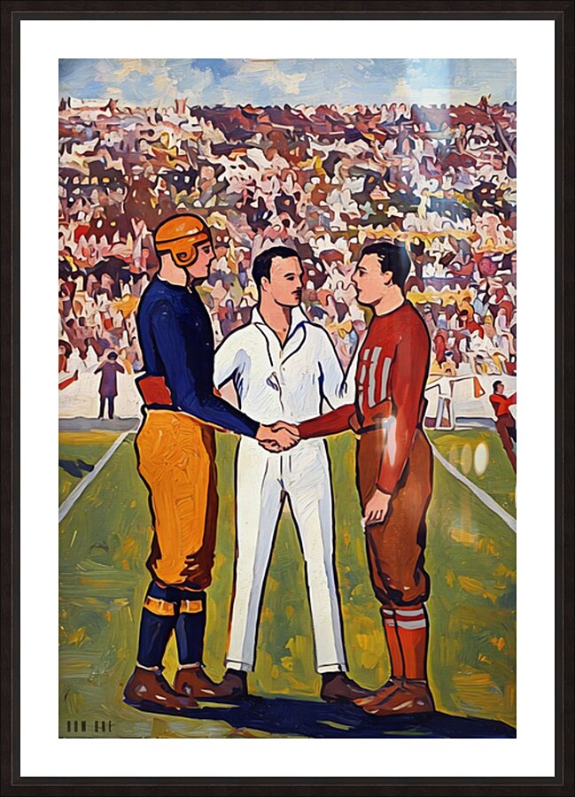 1919 Ohio State Michigan Football Handshake  Framed Print Print