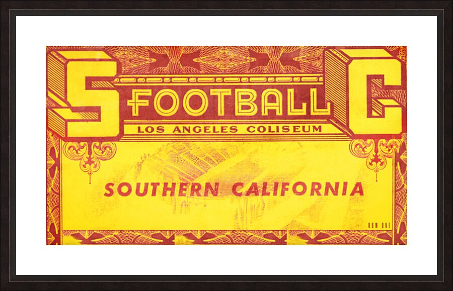 1949 USC Trojans Football Ticket Remix Wall Art  Framed Print Print