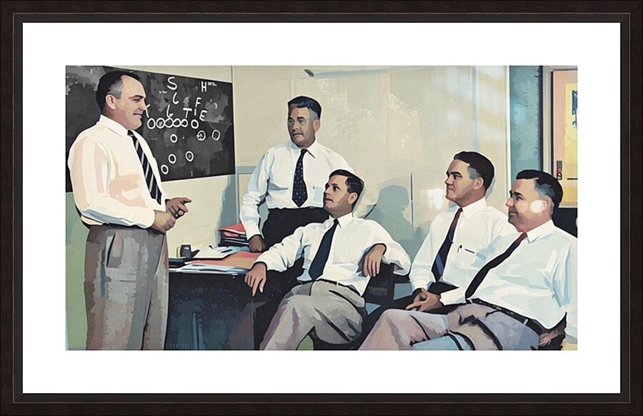 1940s Baylor Football Staff Meeting Art  Framed Print Print