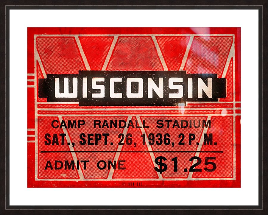 1936 Wisconsin Badgers Ticket Remix Art II  Framed Print Print