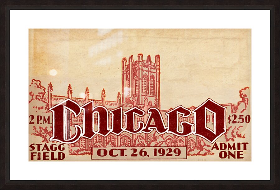 1929 Chicago Maroons Ticket Remix Art  Framed Print Print