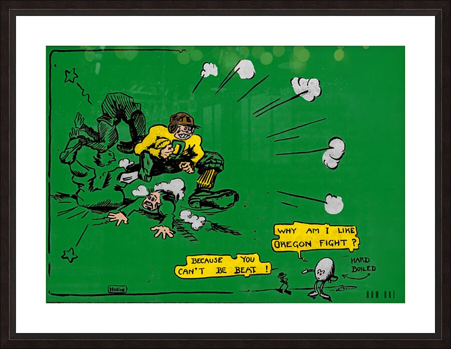 Early 1900s Oregon Duck Football Cartoon Art  Framed Print Print