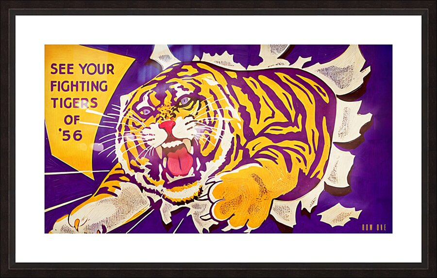 1956 LSU Tiger Art Remix  Framed Print Print
