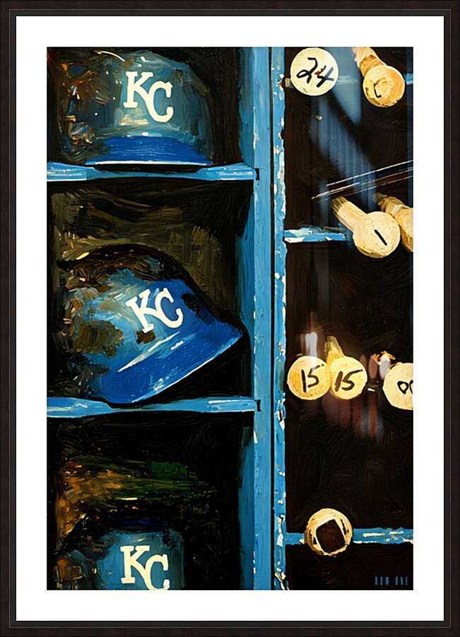 Vintage Kansas City Royals Batting Helmets Art  Framed Print Print
