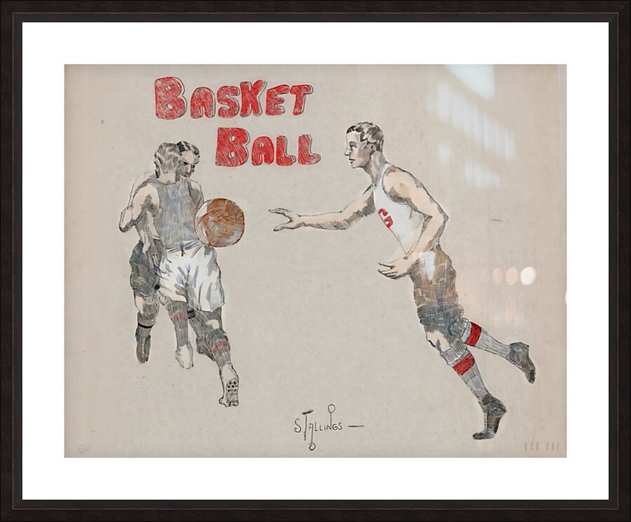 Early 1900s Georgia Basketball Art  Framed Print Print
