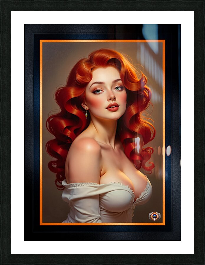 Artistic Study Of The Redhead Beauty Lyudmila Volkolov Gorgeous AI Concept Art by Xzendor7 Picture Frame print