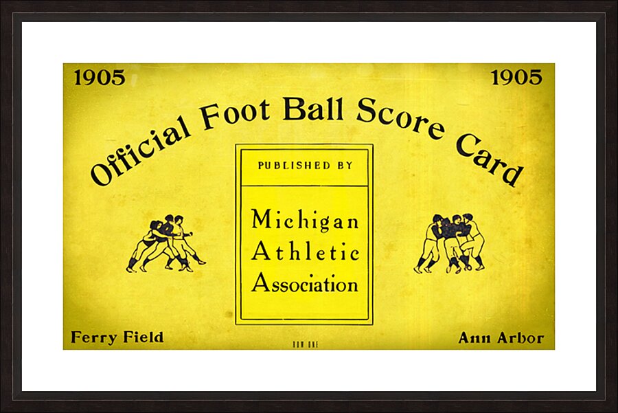 1905 Michigan Wolverines Football Score Card Art Remix  Framed Print Print