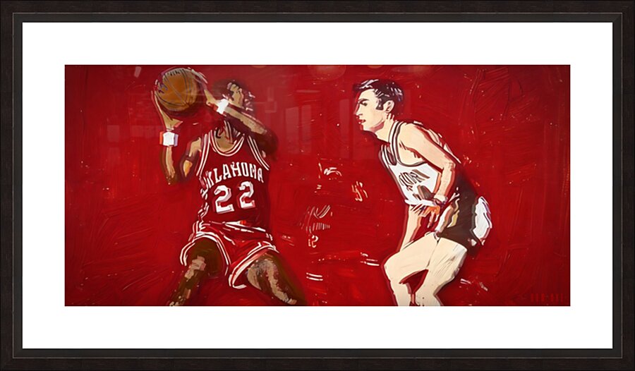 1970s Oklahoma Sooners Basketball Art  Framed Print Print