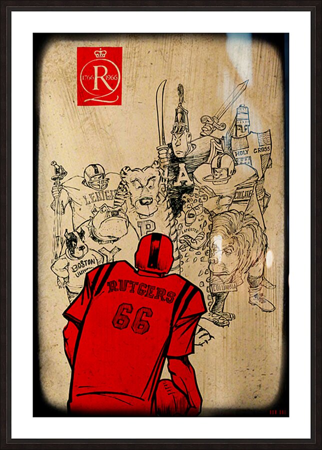 1966 Rutgers Football Art  Framed Print Print