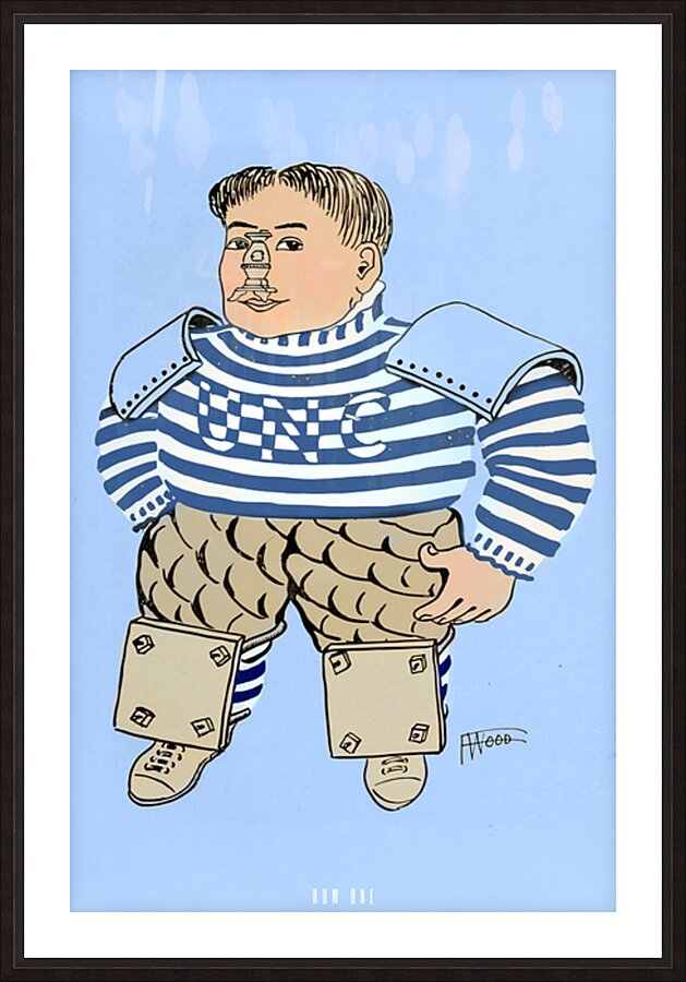 Early 1900s UNC Tar Heel Football Player Art  Framed Print Print