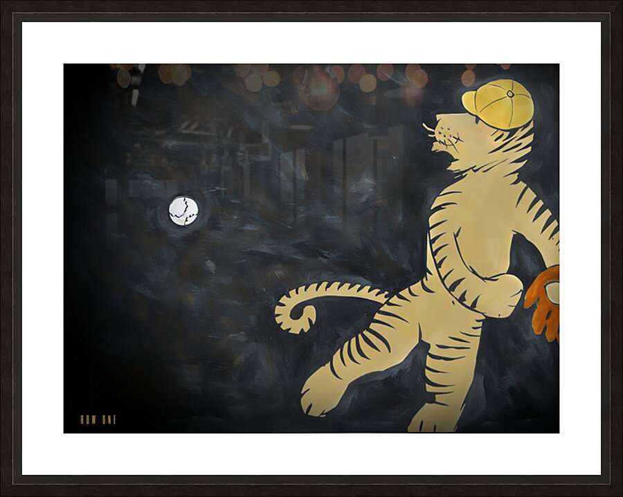 1930s Missouri Tiger Baseball Cartoon Art  Framed Print Print