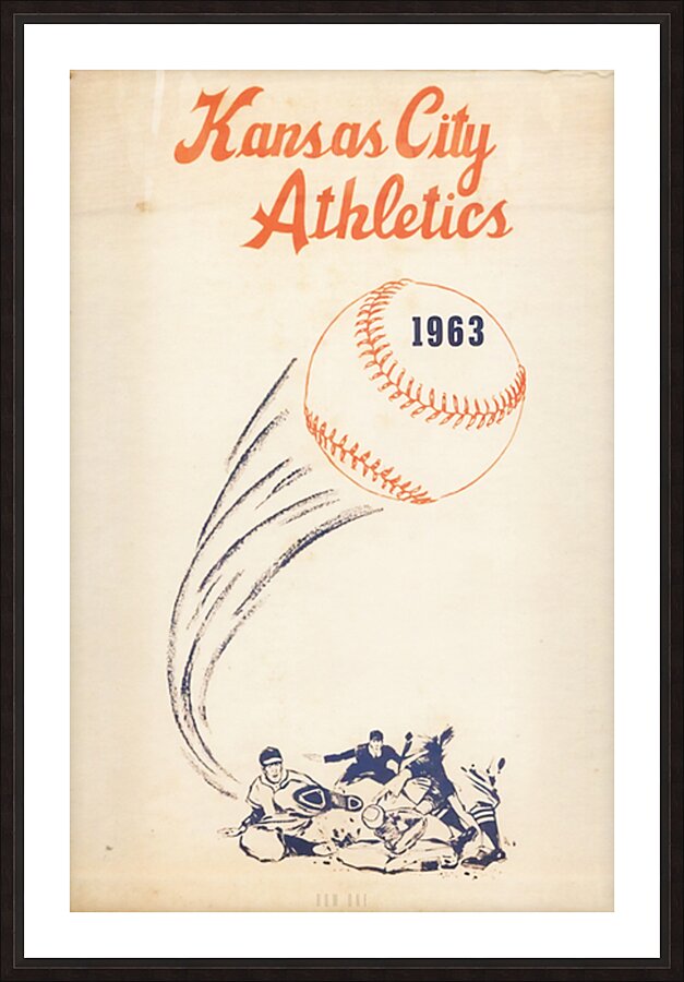 1963 Kansas City Athletics Baseball Art  Framed Print Print