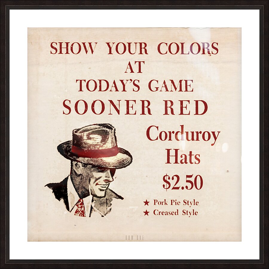 1950s Sooner Red Corduroy Hats Ad  Framed Print Print