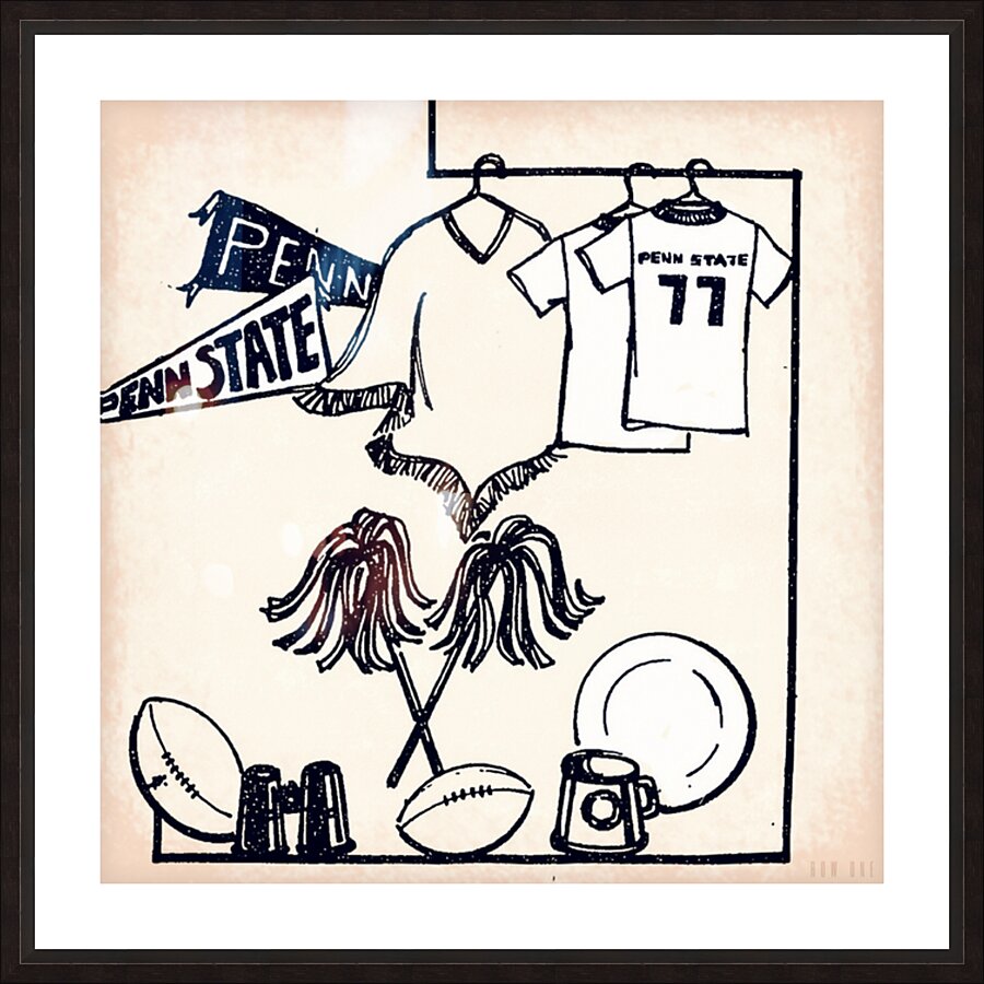 1970s Penn State Art  Framed Print Print