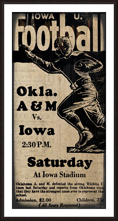 1930 Oklahoma A&M Cowboys at Iowa Hawkeyes Picture Frame print